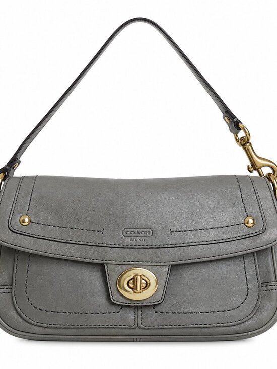Coach Handbags - Coach light Gray Leather Turnlock Shoulder Bag Gold Hardware Classic Small Purse